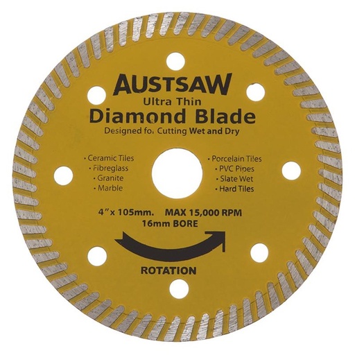 [170-AUDIA103U] Austsaw - 103mm (4in) Diamond Blade Ultra Thin - 16mm Bore - Ultra Thin