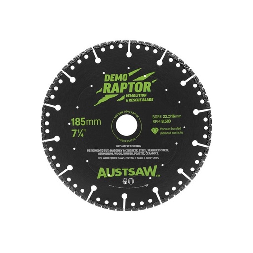 [170-AUDIA185RESQ] 185mm (7in) | Demo Raptor Multi-Purpose Demolition Diamond Blade