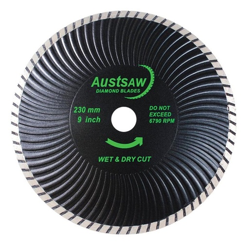 [170-AUDIA230T] Austsaw - 230mm (9in) Diamond Blade Super Turbo Wave - 25/22.2mm Bore - Super Turbo