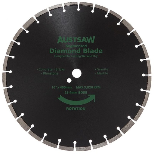 [170-AUDIA400GP] Austsaw - 400mm(16in) Diamond Blade Segmented General Purpose - 25.4/20mm Bore - Gen. Purpose