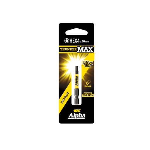 [170-CHEX450SM] ThunderMax HEX4 x 50mm Impact Power Bit Carded