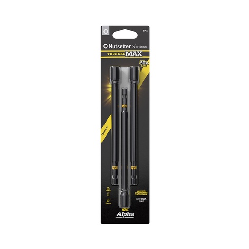 [170-CNS14150SM-3] ThunderMax 1/4in x 150mm Impact Magnetic Nutsetter Carded | 3 Pack