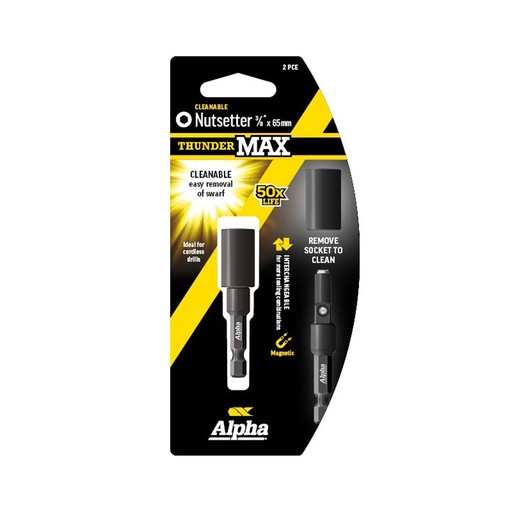 [170-CNS3865SMC] ThunderMax 3/8in x 65mm Impact Magnetic Nutsetter 2 Piece Cleanable Carded
