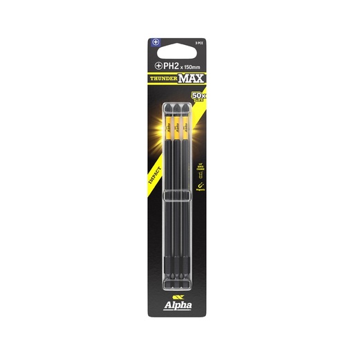 [170-CPH2150SM-3] ThunderMax PH2 x 150mm Impact Power Bit Carded | 3 Pack