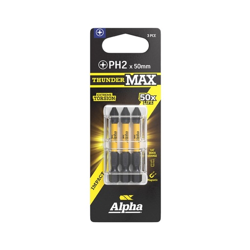 [170-CPH250SM-3] ThunderMax PH2 x 50mm Impact Power Bit Carded | 3 Pack