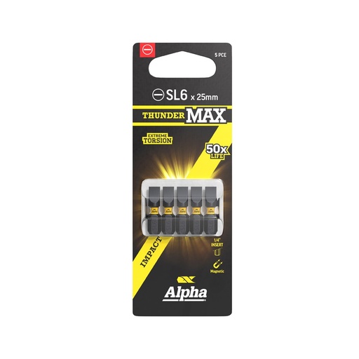 [170-CSL625SM-5] ThunderMax SL6 x 25mm Impact Insert Bit Carded | 5 Pack