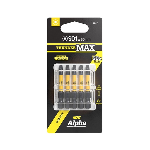 [170-CSQ150SM-5] ThunderMax SQ1 x 50mm Impact Power Bit Carded | 5 Pack
