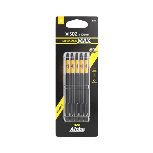[170-CSQ2100SM-5] ThunderMax SQ2 x 100mm Impact Power Bit Carded | 5 Pack