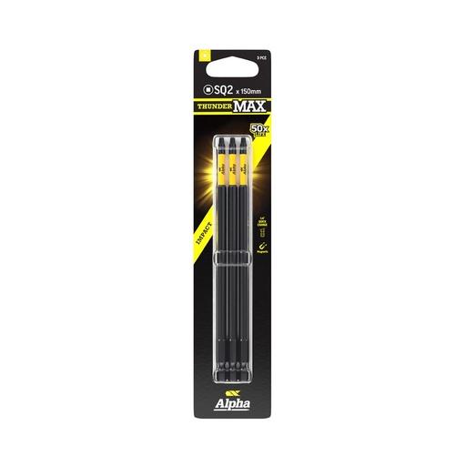 [170-CSQ2150SM-3] ThunderMax SQ2 x 150mm Impact Power Bit Carded | 3 Pack