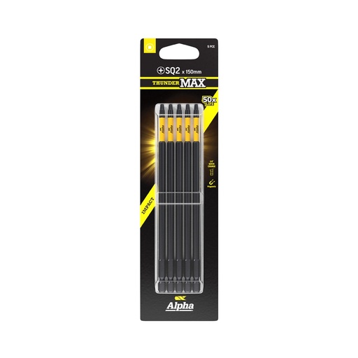[170-CSQ2150SM-5] ThunderMax SQ2 x 150mm Impact Power Bit Carded | 5 Pack
