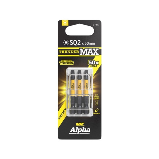 [170-CSQ250SM-3] ThunderMax SQ2 x 50mm Impact Power Bit Carded | 3 Pack