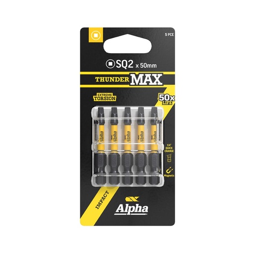 [170-CSQ250SM-5] ThunderMax SQ2 x 50mm Impact Power Bit Carded | 5 Pack