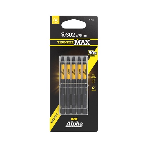 [170-CSQ275SM-5] ThunderMax SQ2 x 75mm Impact Power Bit Carded | 5 Pack