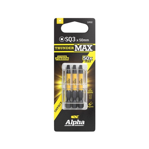 [170-CSQ350SM-3] ThunderMax SQ3 x 50mm Impact Power Bit Carded | 3 Pack