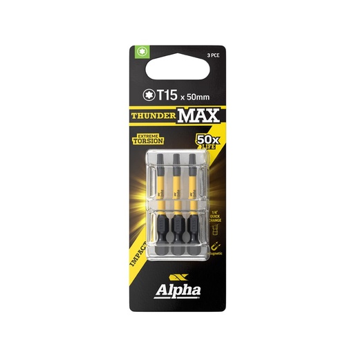 [170-CTX1550SM-3] ThunderMax TX15 x 50mm Impact Power Bit Carded | 3 Pack