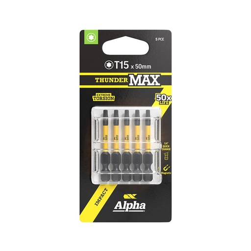 [170-CTX1550SM-5] ThunderMax TX15 x 50mm Impact Power Bit Carded | 5 Pack