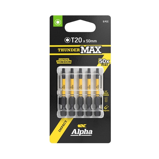 [170-CTX2050SM-5] ThunderMax TX20 x 50mm Impact Power Bit Carded | 5 Pack