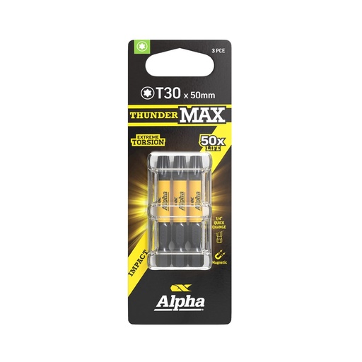 [170-CTX3050SM-3] ThunderMax TX30 x 50mm Impact Power Bit Carded | 3 Pack