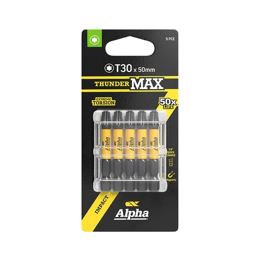 [170-CTX3050SM-5] ThunderMax TX30 x 50mm Impact Power Bit Carded | 5 Pack