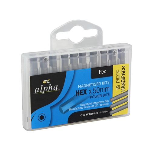 [170-HEX550SH] Hex 5mm x 50mm Power Bit - Handipack (x10)