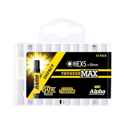 [170-HEX550SMH] ThunderMax HEX5 x 50mm Impact Power Bit Handipack (x10)
