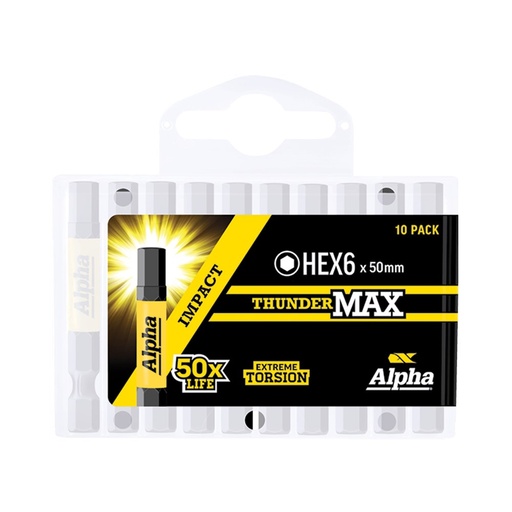 [170-HEX650SMH] ThunderMax HEX6 x 50mm Impact Power Bit Handipack (x10)