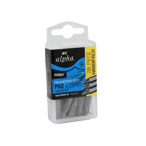 [170-PH225SHXL] PH2 x 25mm Phillips Insert Bits - Box of 20
