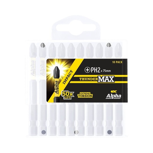 [170-PH275SMH] ThunderMax PH2 x 75mm Impact Power Bit- Handipack (x10)