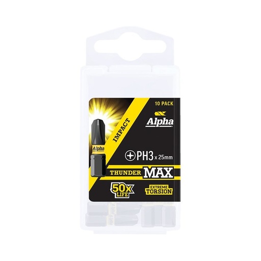 [170-PH325SMH] ThunderMax PH3 x 25mm Impact Insert Bit Handipack (x10)