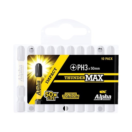 [170-PH350SMH] ThunderMax PH3 x 50mm Impact Power Bit- Handipack (x10)