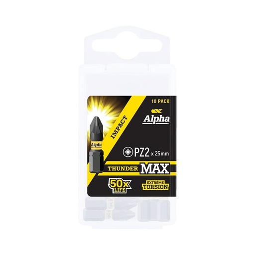 [170-PZ225SMH] ThunderMax PZ2 x 25mm Impact Insert Bit Handipack (x10)