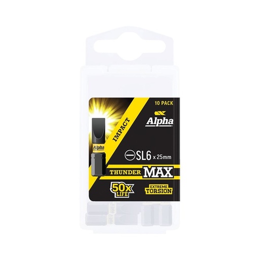 [170-SL625SMH] ThunderMax SL6 x 25mm Impact Insert Bit Handipack (x10)