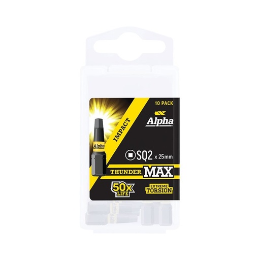[170-SQ225SMH] ThunderMax SQ2 x 25mm Impact Insert Bit Handipack (x10)