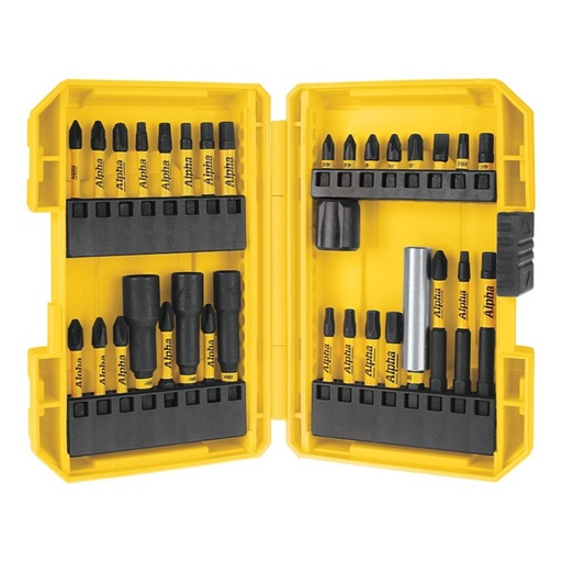 [170-TMDSET-33] ThunderMax Impact Driver Bit Set 33 Piece incl Mag Boost in Plastic Case.