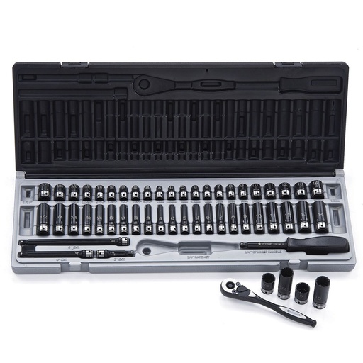 [170-14045302] 53 Piece 1/4 Inch Driveive 12-Point Metric & Imperial, Standard & Deep Socket Set Dual Action