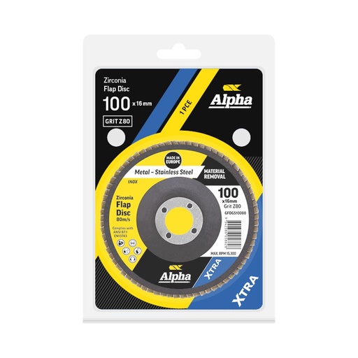 [170-CGFDGS10080] Flap Disc 100mm Z80 Grit Zirconia Xtra Carded (Pk 1)