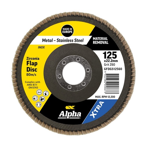 [170-CGFDGS12560] Flap Disc 125mm Z60 Grit Zirconia Xtra Carded (Pk 1)