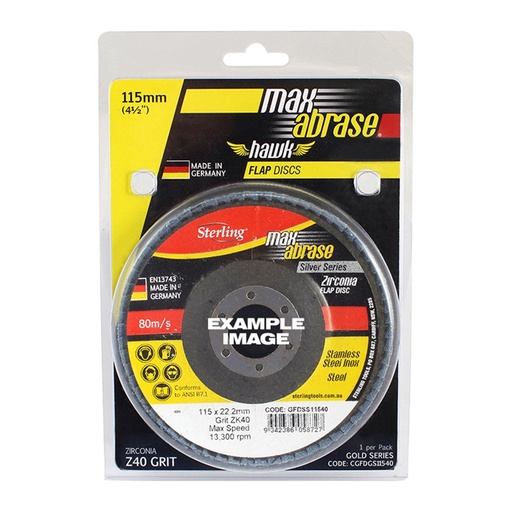 [170-CGFDSS125120] Flap Disc 125mm Z120 Grit Zirconia Alpha Carded (Pk 1)