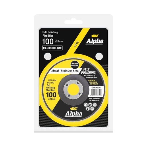 [170-CGFPM100] Felt Polishing Flap Disc 100mm Medium D5-H40 Carded (Pk 1)