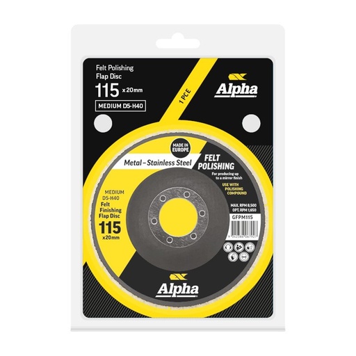 [170-CGFPM115] Felt Polishing Flap Disc 115mm Medium D5-H40 Carded (Pk 1)