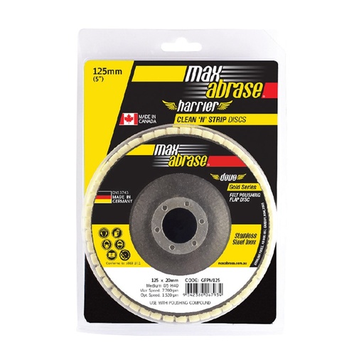 [170-CGFPM125] Felt Polishing Flap Disc 125mm Medium D5-H40 Carded (Pk 1)
