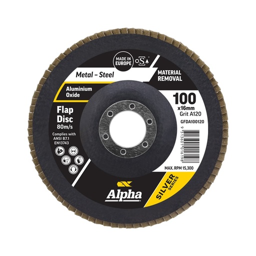 [170-GFDA100120] Flap Disc 100mm A120 Grit | Alox Silver Series Bulk