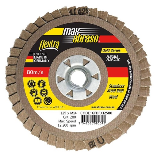 [170-GFDFX12580] FLEXtra Flap Disc 125mm Z80 Grit Zirconia