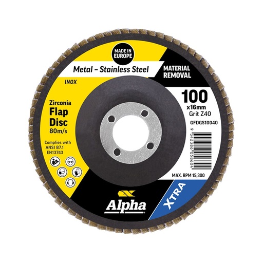 [170-GFDGS10040] Flap Disc 100mm Z40 Grit Zirconia Xtra Bulk