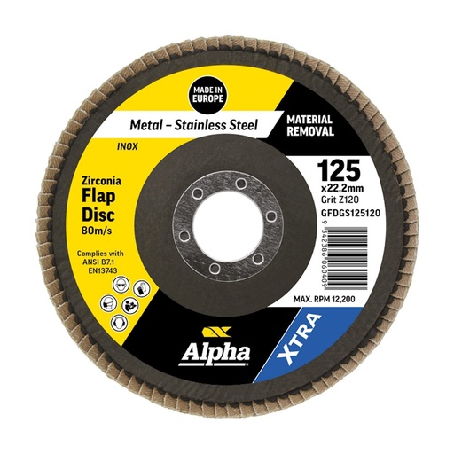 [170-GFDGS125120] Flap Disc 125mm Z120 Grit Zirconia Xtra Bulk