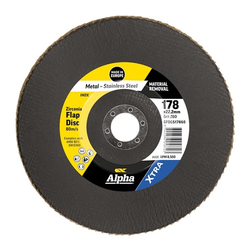 [170-GFDGS17860] Flap Disc 178mm Z60 Grit Zirconia Xtra Bulk