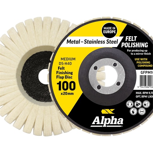 [170-GFPM100] Felt Polishing Flap Disc 100mm Medium D5-H40 Bulk