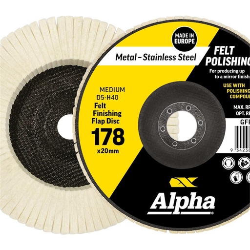 [170-GFPM178] Felt Polishing Flap Disc 178mm Medium D5-H40 Bulk