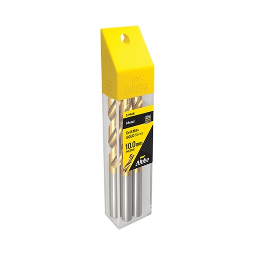 [170-9LM100-5] 10mm Jobber Drill Bit (5 Pack) - Gold Series