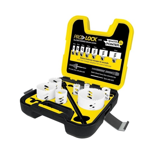 [170-HSKELW10QR] Electricians 10 Piece | Pro Lock Quick Change White Pointer Holesaw Kit